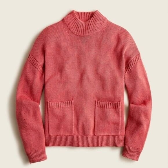 J. Crew Size XXS Cotton Cashmere Patch Pocket Mockneck Sweater BA320 NWT - Picture 1 of 6
